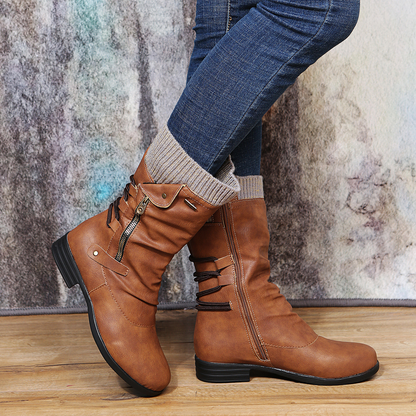 Damen Winterstiefel Seitlich Reißverschluss Warm