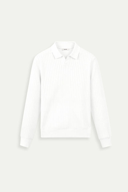 Herren Poloshirt Strick Elegantes Design Weiß