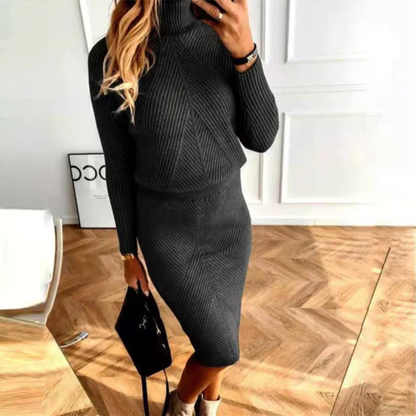 Damen Stilvolles Midi-Sweaterkleid Bequem - Eveloria