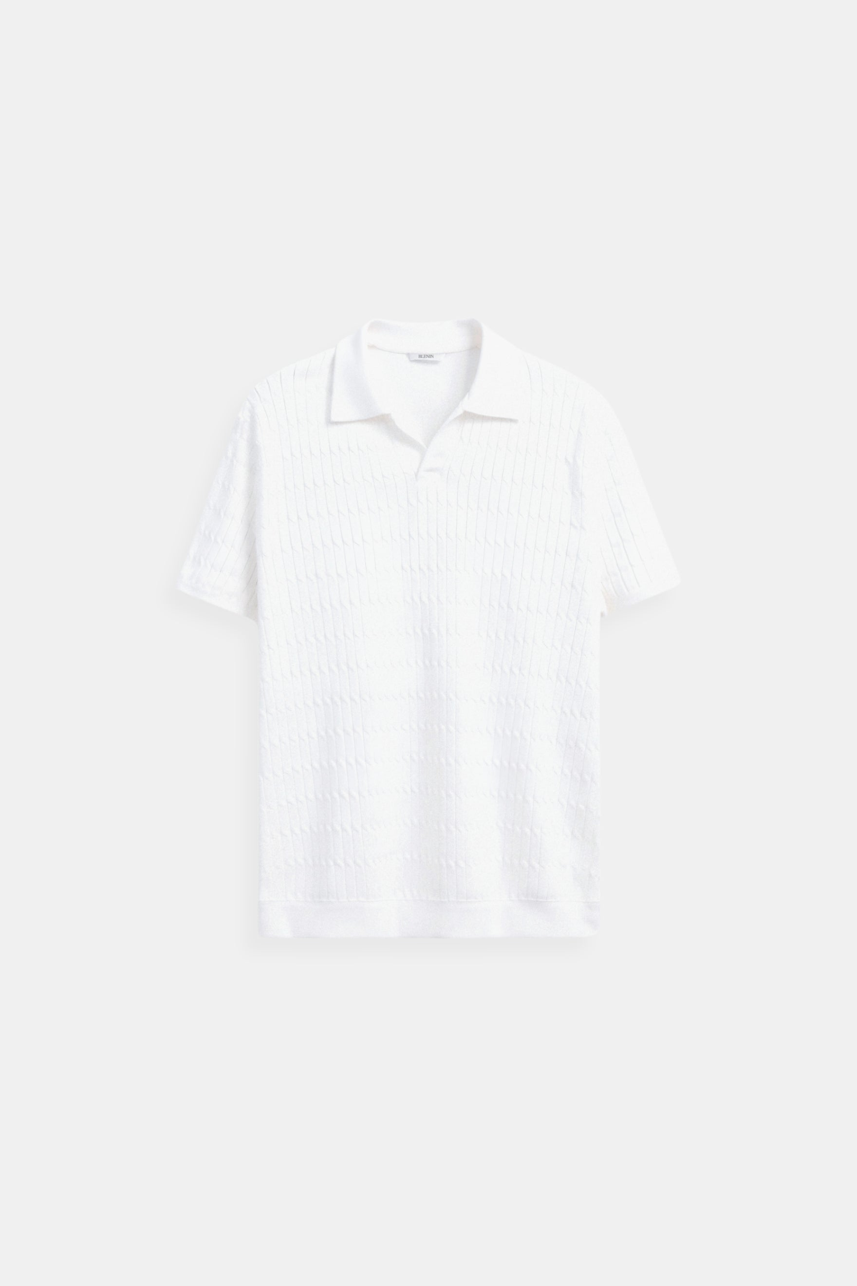 Weißes Herren Poloshirt Strick Strukturmuster - Norvielle