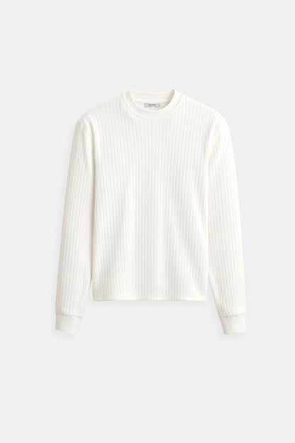 Herren Feinripp Langarmshirt Minimalistisch Weiß - Norvielle