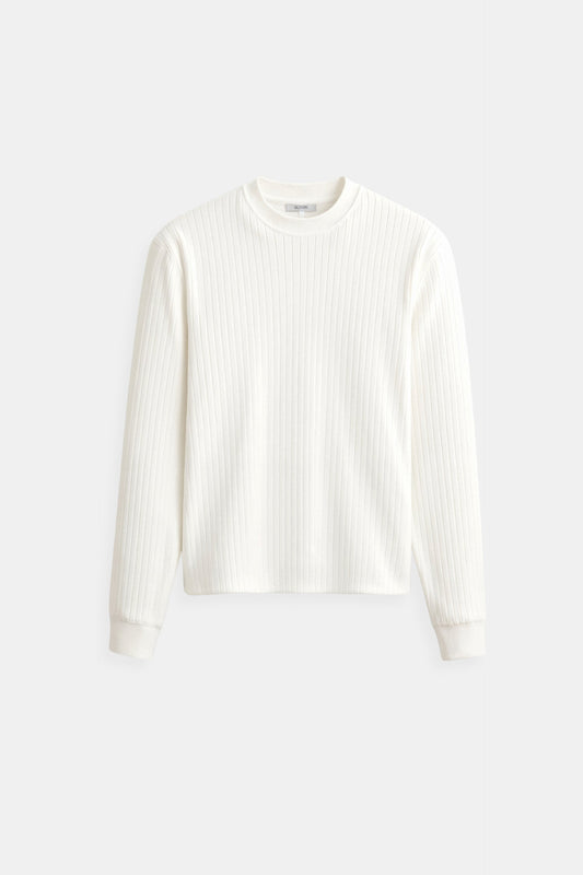 Herren Feinripp Langarmshirt Minimalistisch Weiß - Norvielle