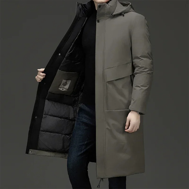 Herren Steppmantel Lang mit Kapuze Winter - Eveloria