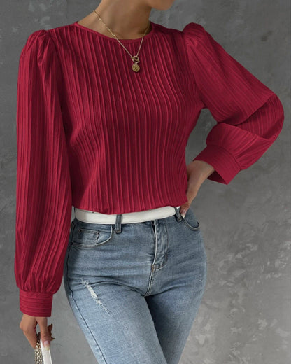 Eveloria Damen Elegant Shirt Rundhalsausschnitt