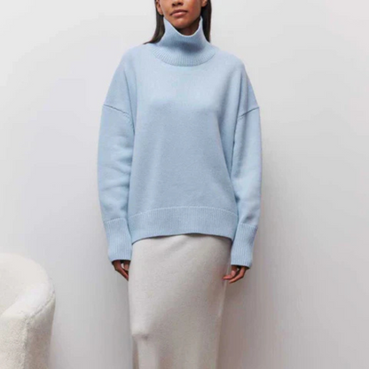 Eveloria Damen Oversized Strickpullover Stehkragen