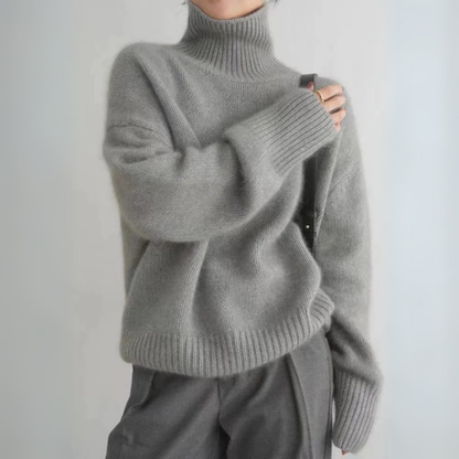Damen Strickpullover Rollkragen Lockerer Fit Klassisch - Eveloria