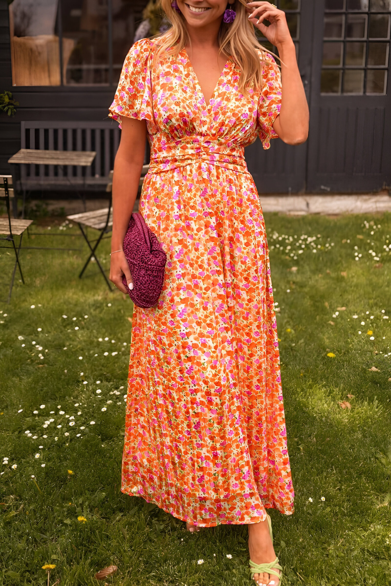 Damen Maxi-Kleid Blumenmuster Sommer Leicht - Eveloria