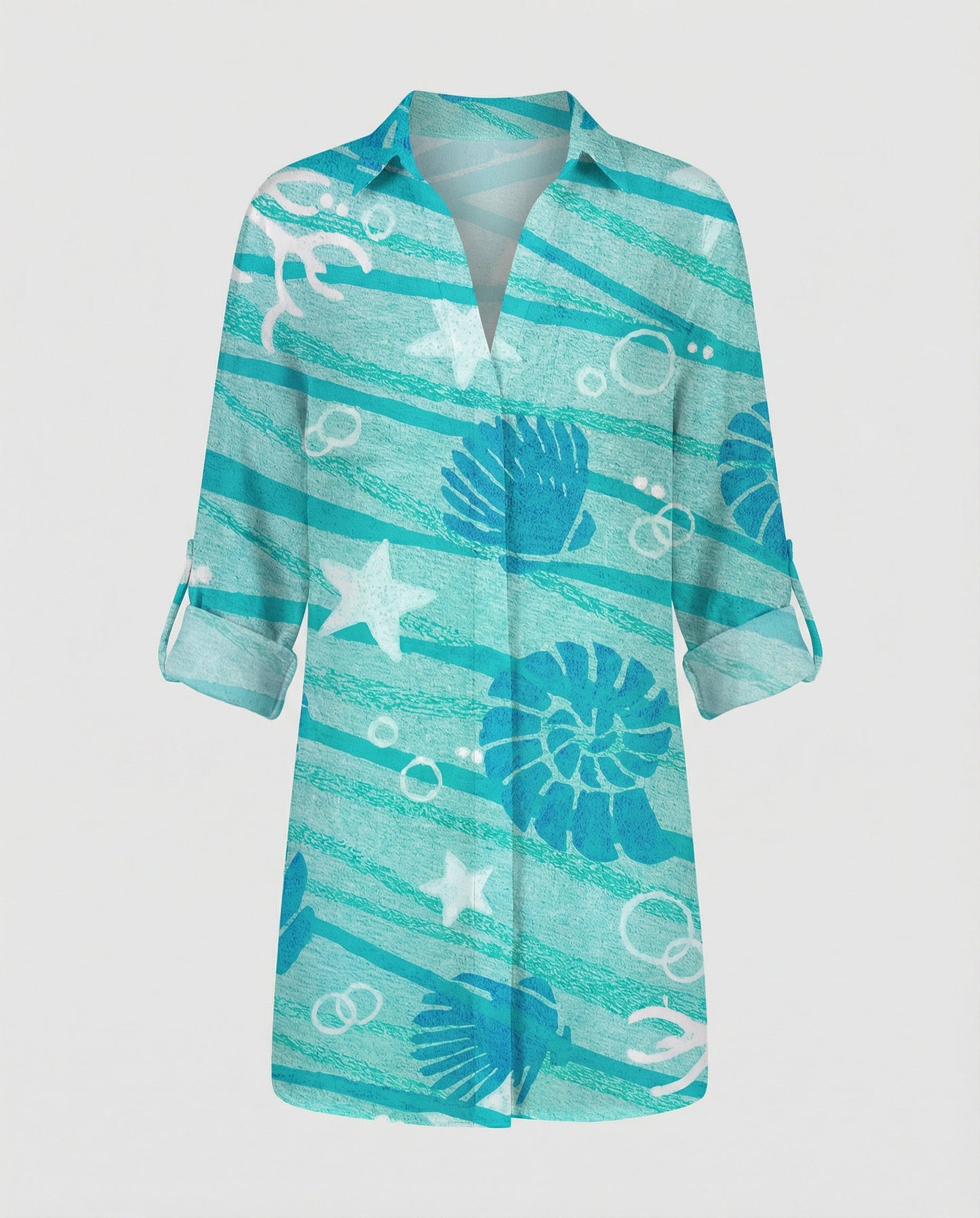 Damen Strandbluse Langarm Leicht