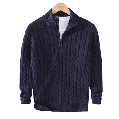Calvin Herren Strickpullover Kabelstrick Reißverschluss Klassisch - Eveloria