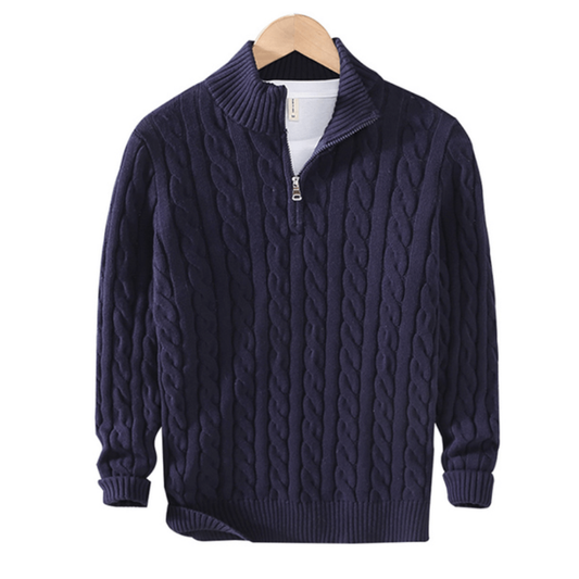 Calvin Herren Strickpullover Kabelstrick Reißverschluss Klassisch - Eveloria