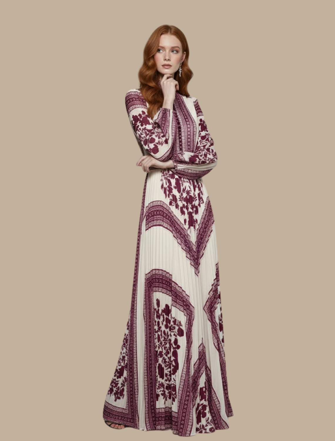 Damen Maxi-Abendkleid Plissiert - Eveloria