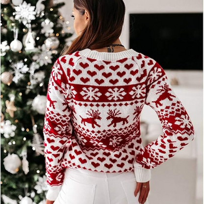 Eveloria Damen Strickpullover Rot Weihnachten - Eveloria