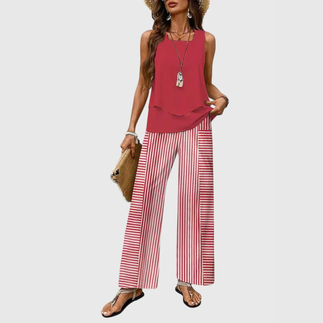Damen Zweiteiler Set Weite Bein Hose