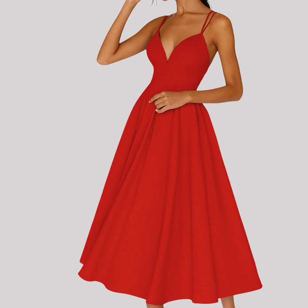 Regine Damen Trägerkleid Midi für Hochzeitsgäste - Eveloria