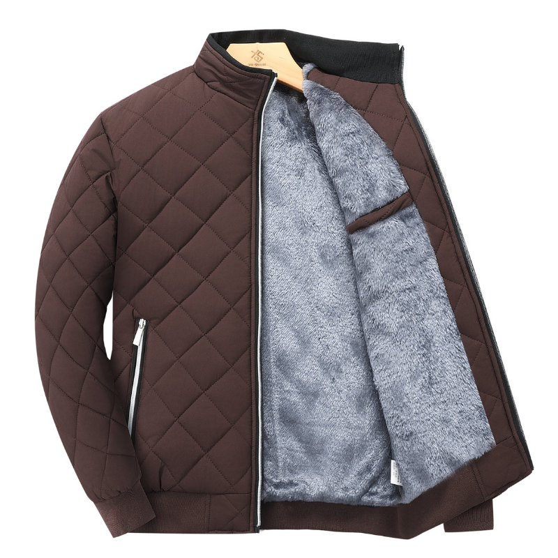 Herren Fleecejacke Stehkragen Reißverschluss Warm Beige - Eveloria