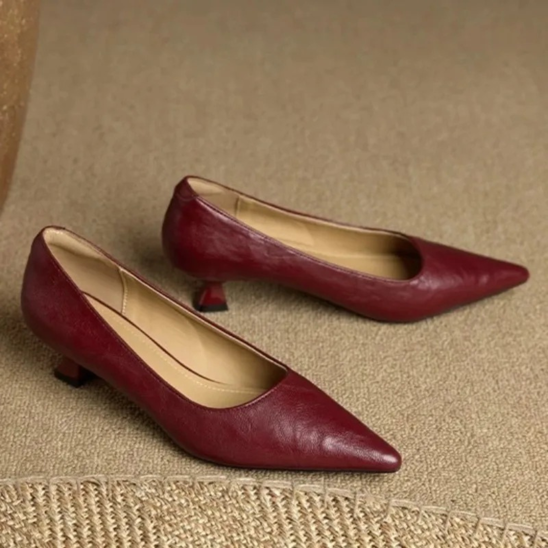 Damen Pumps Klassisch Spitze Niedriger Absatz
