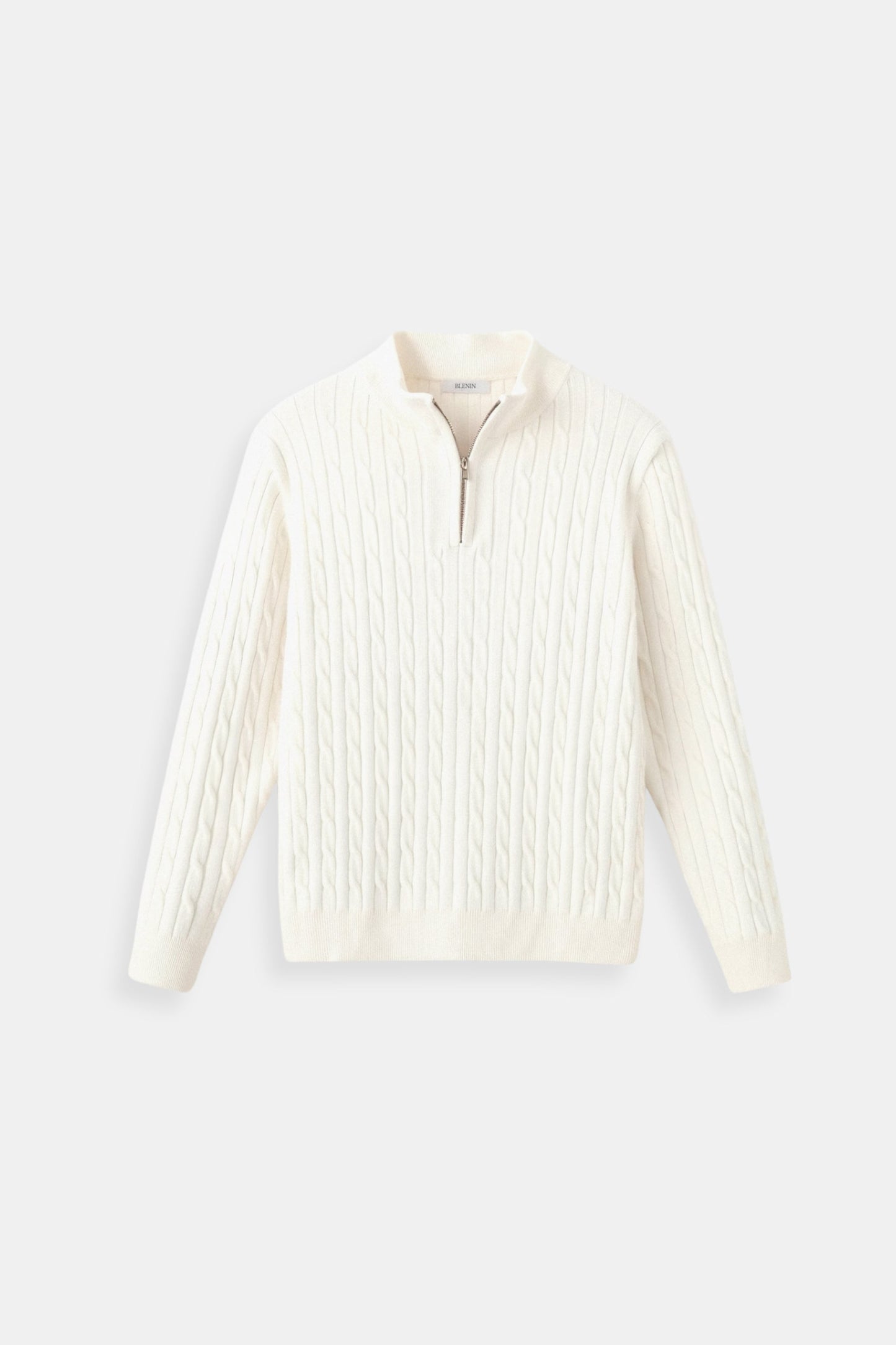 Eleganter Damen Zopfstrick Pullover Mit Reißverschluss
