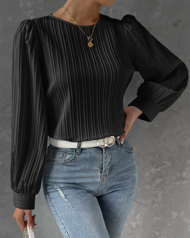Eveloria Damen Elegant Shirt Rundhalsausschnitt