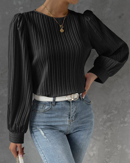 Eveloria Damen Elegant Shirt Rundhalsausschnitt