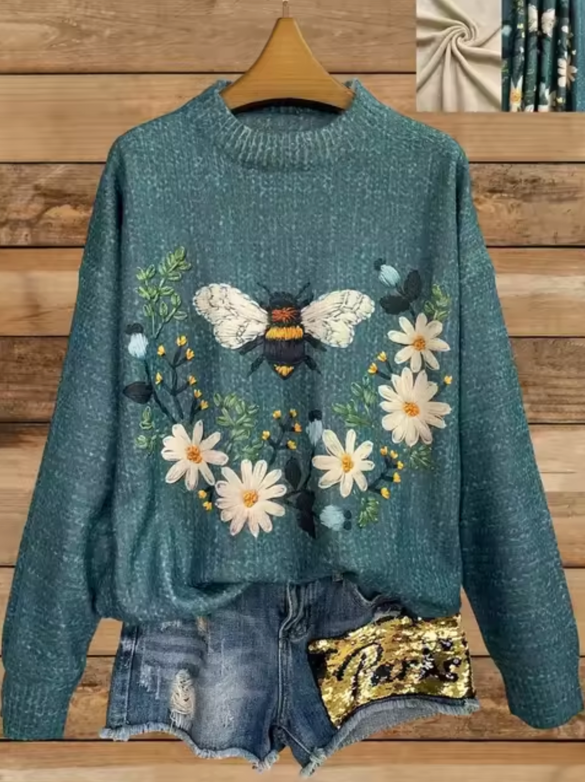 Eveloria Damen Gestrickter Pullover 3D-Druck - Eveloria