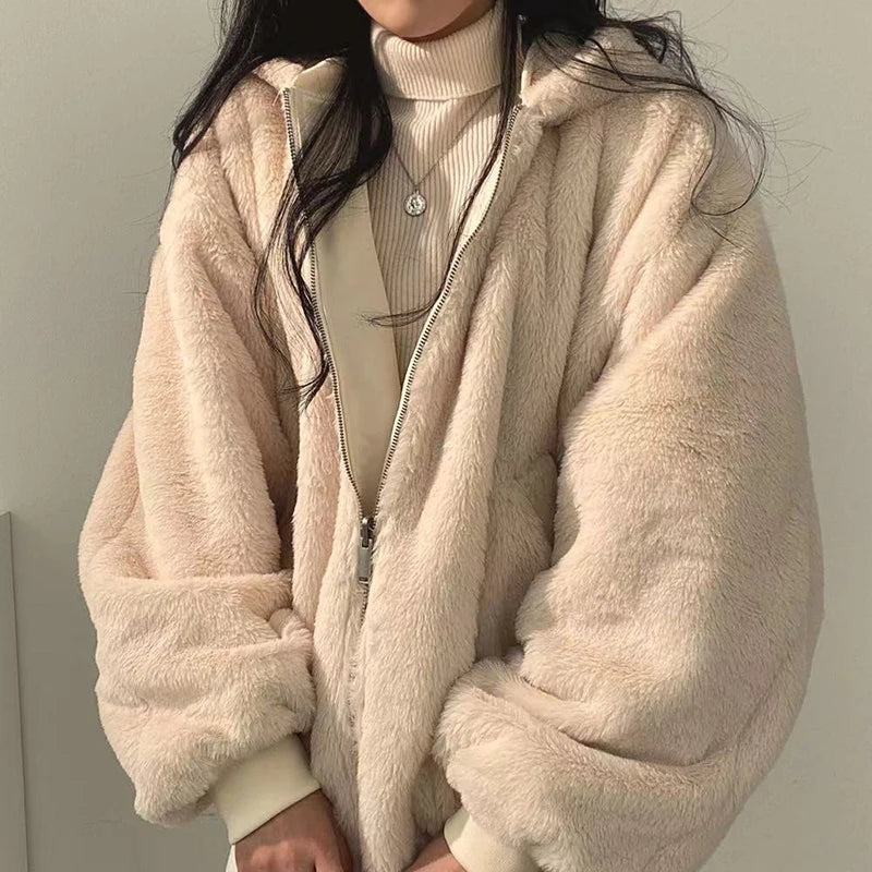 Damen Winterjacke Oversize Fleece-Innenfutter Kuschelig
