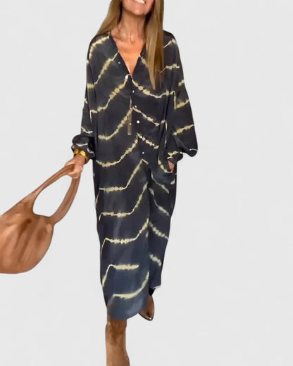Damen Batik Hemdblusenkleid - Eveloria