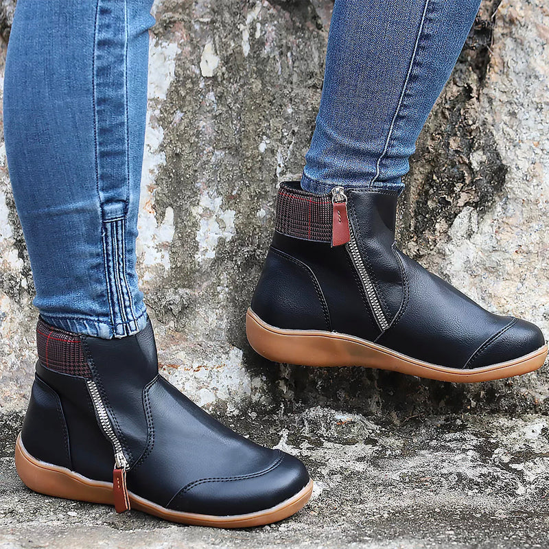 Damen Stiefelette Reißverschluss Bequem