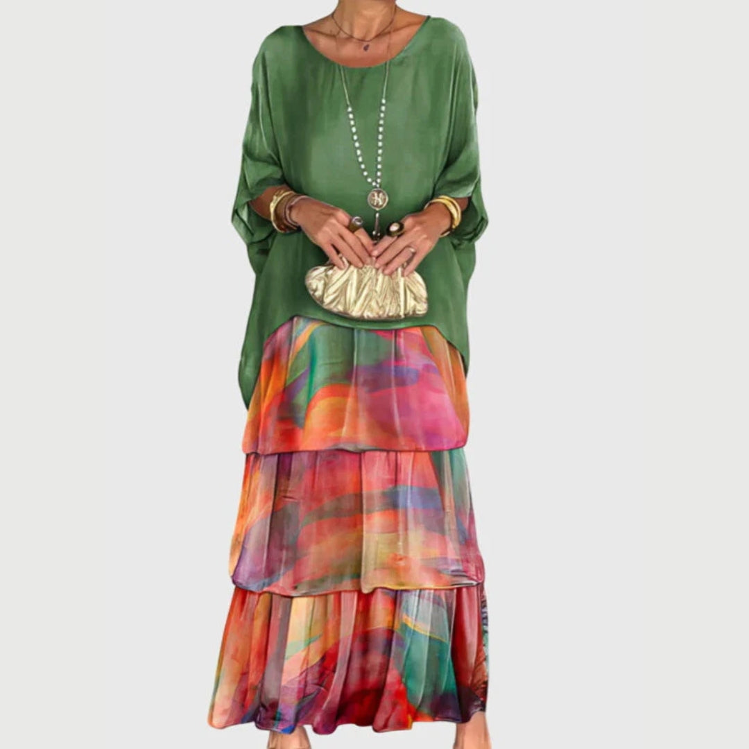 Damen Boho Maxikleid mit Shorts Geschichtetes Design - Eveloria