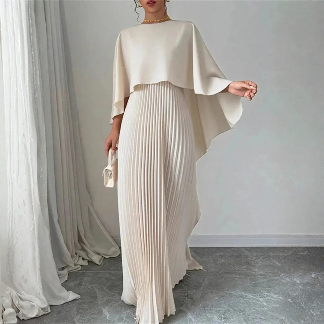 Damen Hochzeitsgast Maxikleid Gefaltetes Cape Kleid - Eveloria