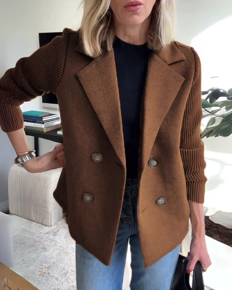 Damen Knit-Blazer-Weste Klassisches Revers Bequem
