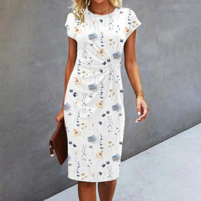 Eveloria Damen Midi-Kleid Blumenmuster Gedrehter Vorderteil