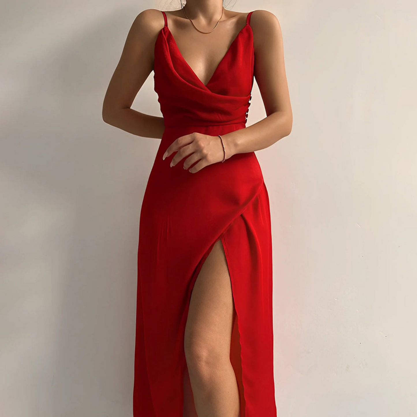 Eveloria Damen Kleid V-Ausschnitt Elegantes Klassisches