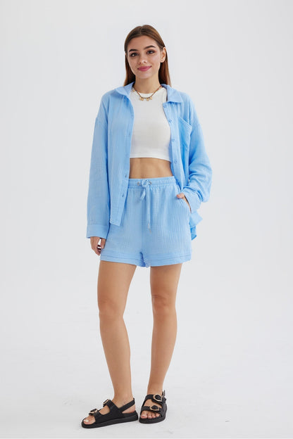 Eveloria Damen Langarmshirt und Shorts Siena