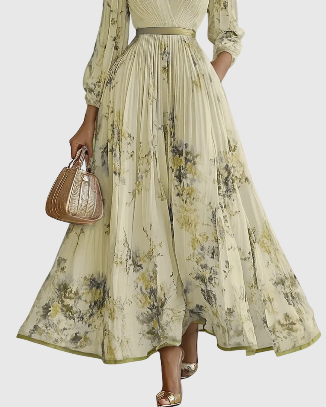 Isabella Damen Ärmelloses Midi Kleid Geplissiert Blumenmuster