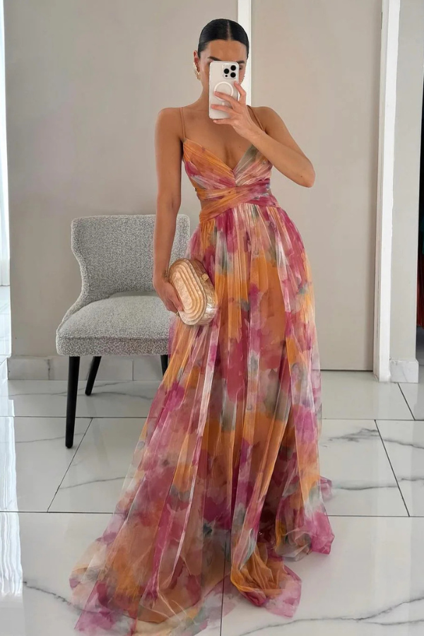 Damen Maxi-Kleid Falten-Design - Eveloria