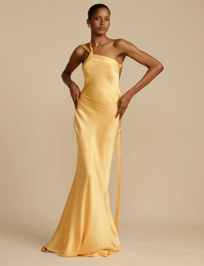 Eveloria Damen Satin Kleid Glänzend Sommerfarben