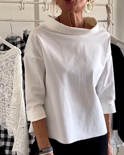 Damen Bluse Wasserfallausschnitt 3/4-Ärmel Lässig - Eveloria