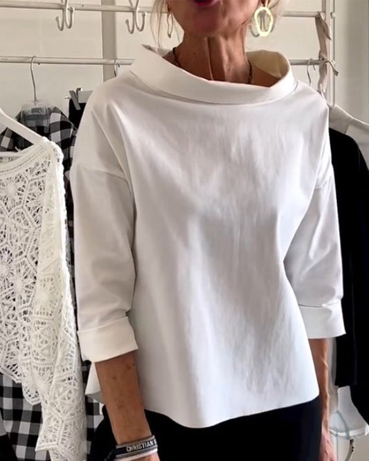 Damen Bluse Wasserfallausschnitt 3/4-Ärmel Lässig - Eveloria