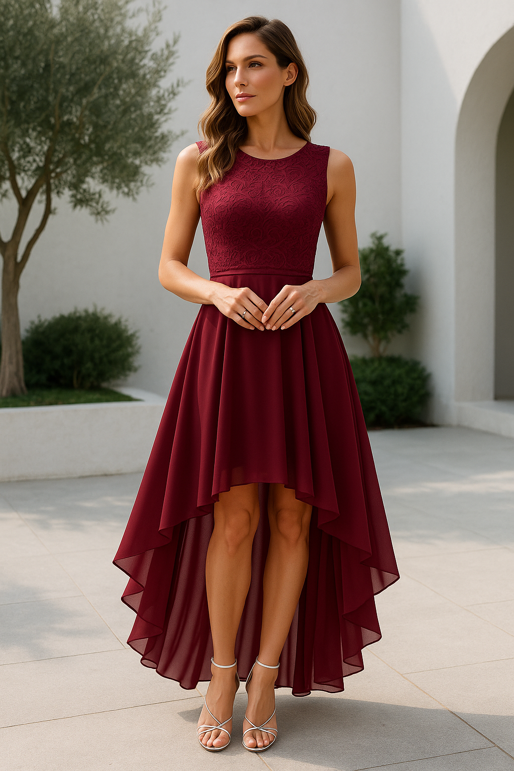 Damen Hochzeitskleid High-Low-Schnitt Schwarz - Eveloria
