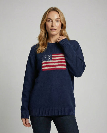 Amerikanische Flagge Strickpullover - Eveloria
