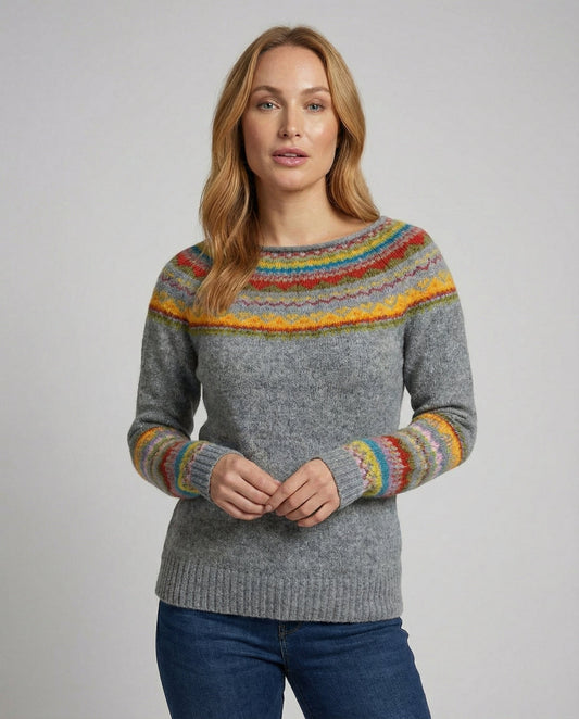 Retro Langarm-Pullover Baumwolle Schwarz - Eveloria