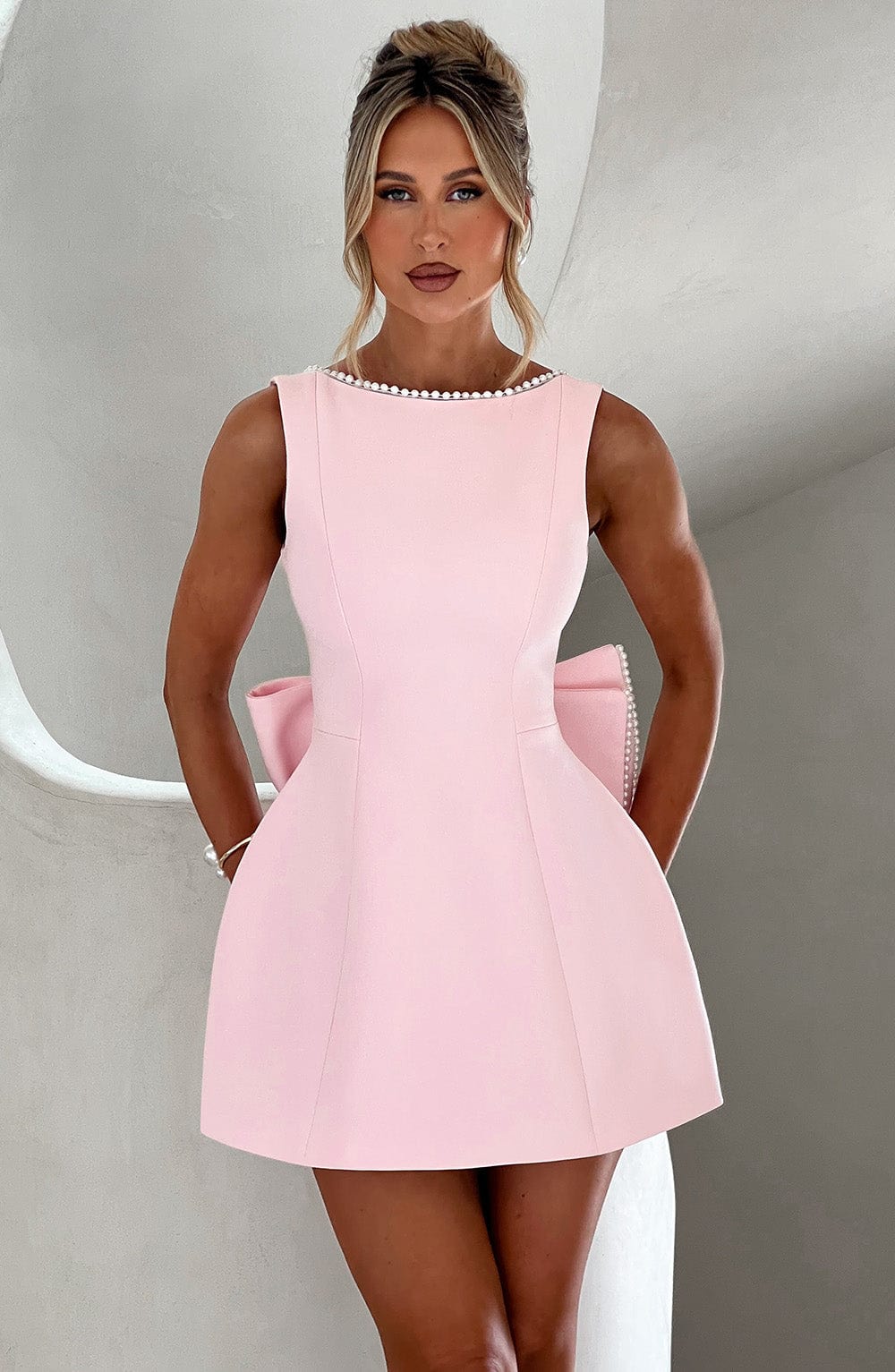 Damen Strukturiertes Mini Kleid Hochzeitsgäste - Eveloria