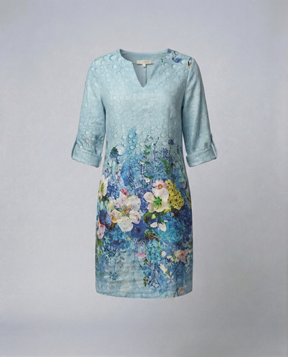 Damen Blumenkleid Elegantes Seidenkleid Mehrfarbig