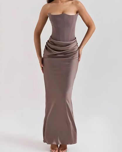 Damen Maxikleid Drapiert Hochzeitsgast Schwarz - Eveloria