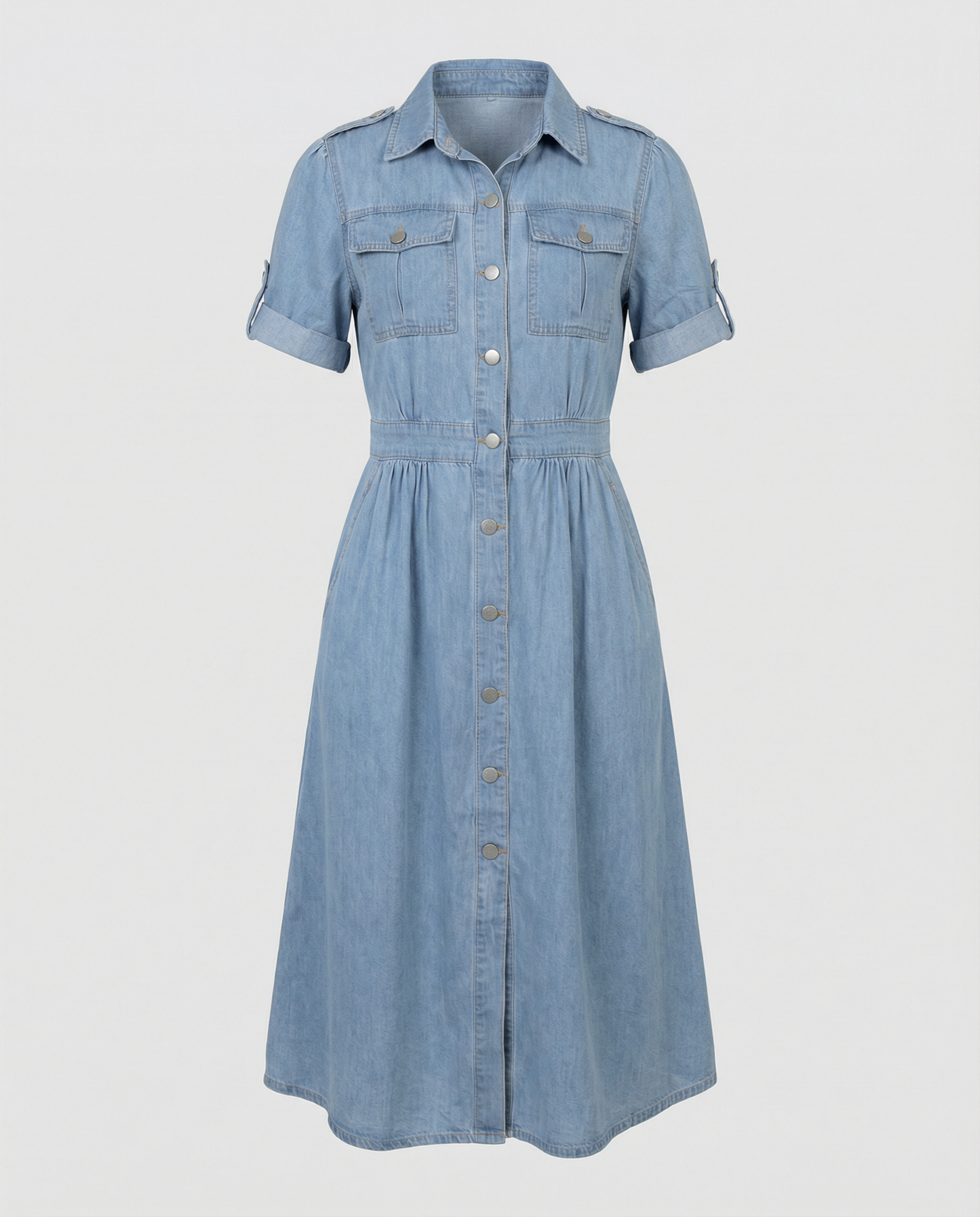 Eveloria Damen Denim Kleid Trendy Blau