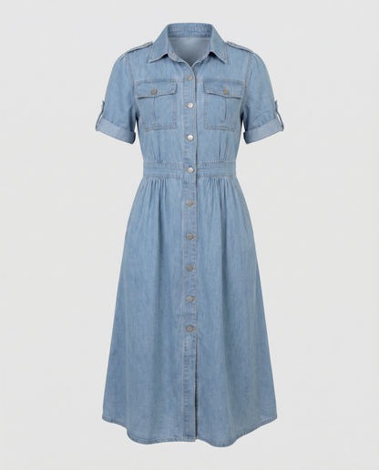 Eveloria Damen Denim Kleid Trendy Blau