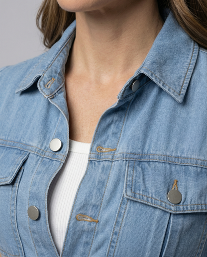 Eveloria Damen Denim Kleid Trendy Blau