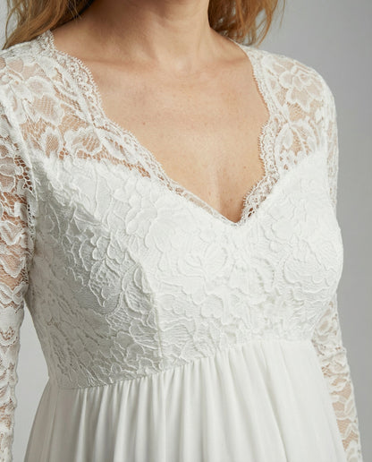 Elegantes Damen Maxikleid Spitze Schwangerenkleid