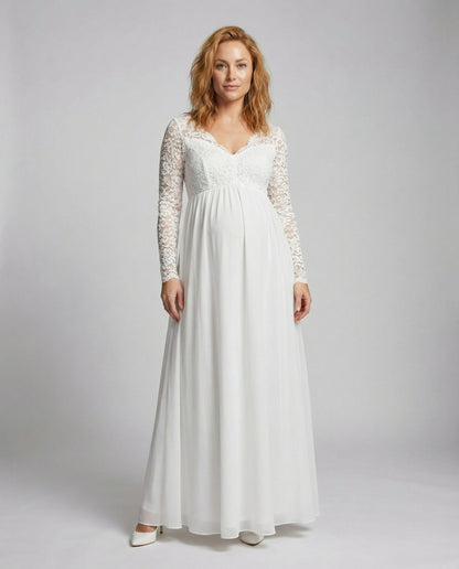 Elegantes Damen Maxikleid Spitze Schwangerenkleid - Eveloria
