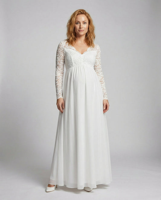 Elegantes Damen Maxikleid Spitze Schwangerenkleid - Eveloria